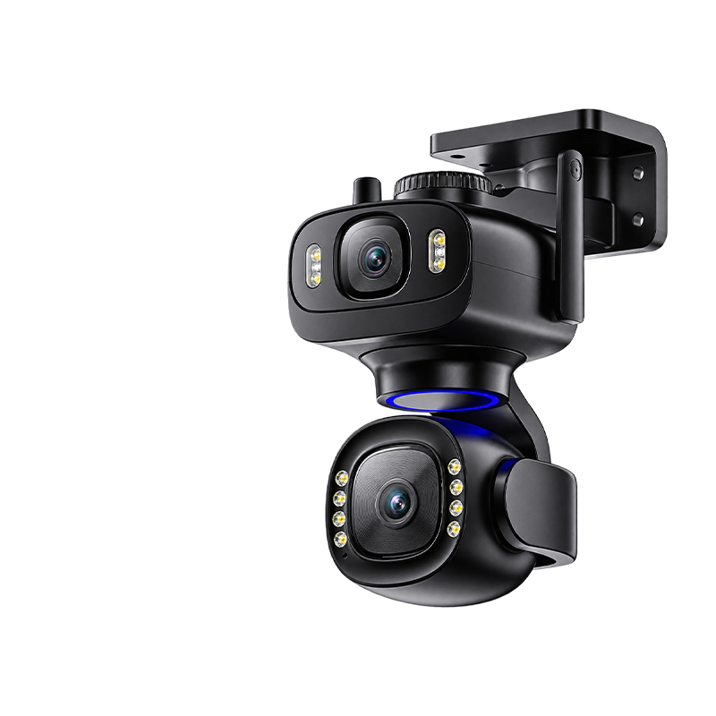 360°-os panorámavédelem｜Kétkamerás, színes éjjellátó intelligens kültéri biztonsági kamera